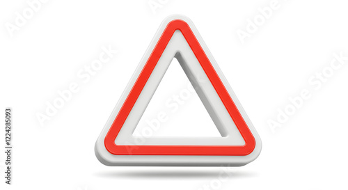 Free Download 3D Render of Red and White Warning Triangle Sign isolated on white background. Generative AI - GFXLoad