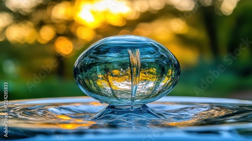 Wallpaper Mural Beautiful Reflection of Nature in Water Droplet at Sunrise Torontodigital.ca