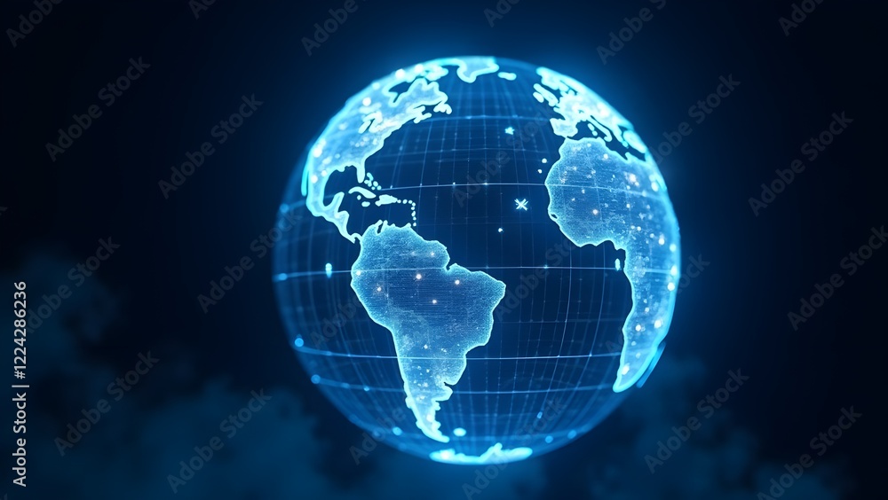 Fototapeta premium Glowing Earth Globe Technology Background 