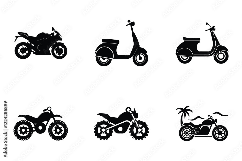 Obraz premium Motorcycle silhouette vector isolated flat design on white background