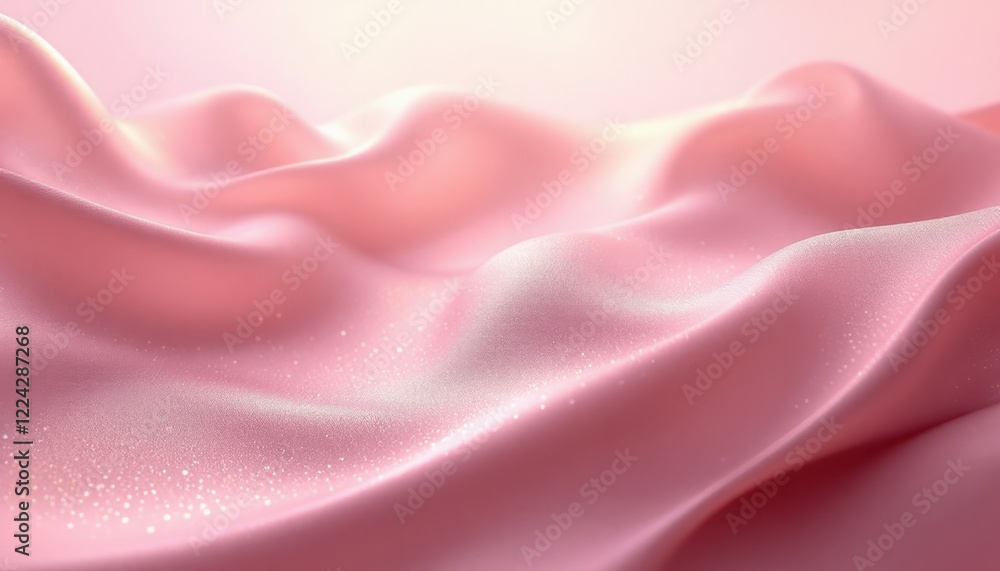Obraz premium Smooth pink satin fabric with gentle waves and sparkling highlights