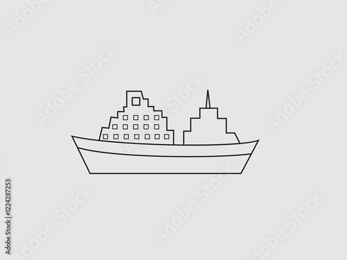 line art illustration of a sailing ship