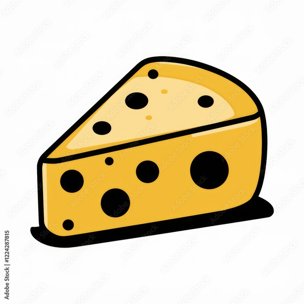 A cartoon illustration of a wedge of Swiss cheese. A cartoon illustration of a wedge of Swiss cheese.