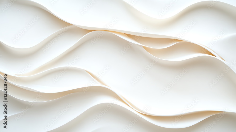 Obraz premium Abstract white paper waves creating a smooth, flowing texture. Ideal for backgrounds or design projects needing elegance and simplicity.