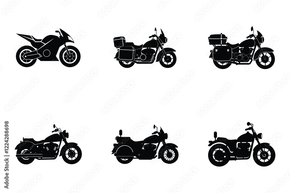 Obraz premium Minimal motorcycle design silhouette on white flat background