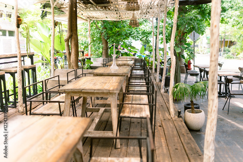 coffee shop coffee shop background aestetic modern minimalist cafe room The table and chairs Empty table in coffee shop.exterior coffe shop