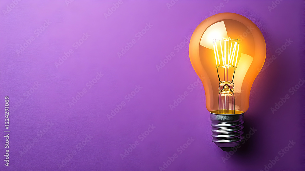 Bright Light Bulb on Purple Background for Creative Ideas and Innovation Bright Light Bulb on Purple Background for Creative Ideas and Innovation