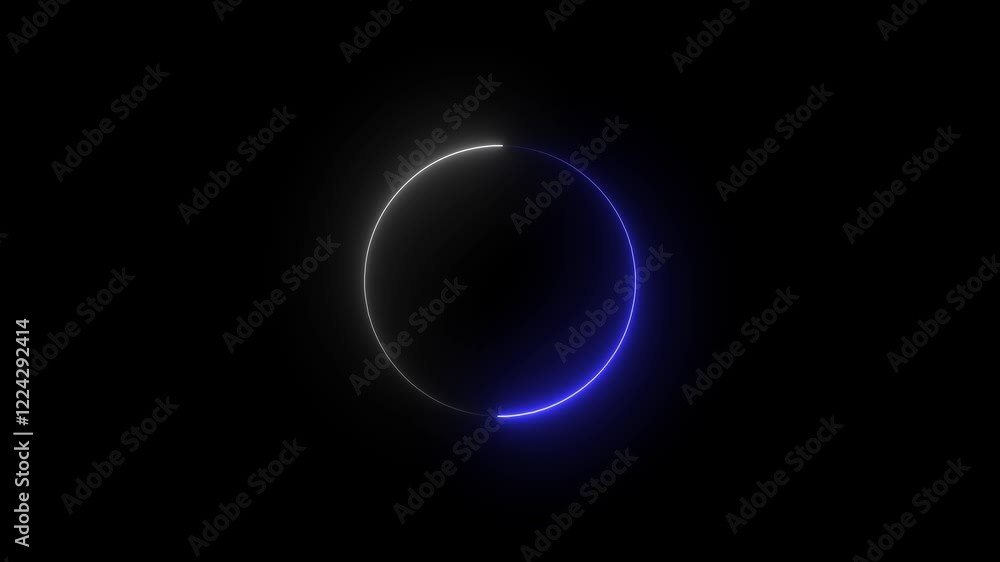 Neon Circle Rotation with Shining Frame.neon circle loading icon animation background 4k video.