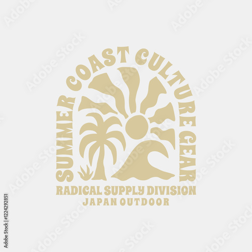 Surfing Hawaii beach. Sunshine paradise graphic print design. Enjoy beach life. Summer vibes artwork. Surf club design. Beach wave artwork. Hawaii Aloha beach modern abstract art.
