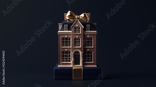 Luxury townhouse gift presented in an elegant box with a golden bow for a special occasion