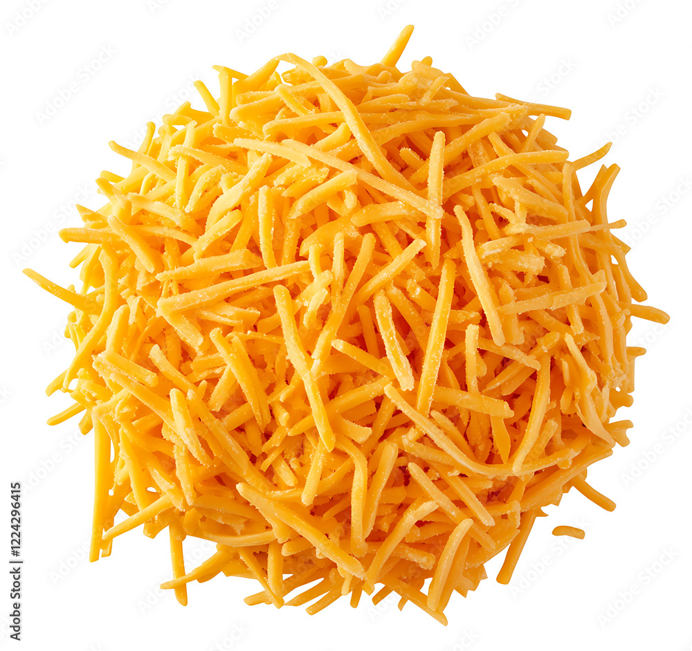 Pile of shredded cheddar cheese, isolated on white background. Pile of shredded cheddar cheese, isolated on white background.