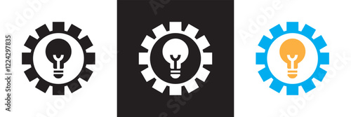 Gear settings  icon set. Containing optimization, sync, process, maintenance, configuration, etc. isolated on white and black background. vector illustration. EPS10