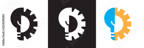 Gear settings  icon set. Containing optimization, sync, process, maintenance, configuration, etc. isolated on white and black background. vector illustration. EPS10