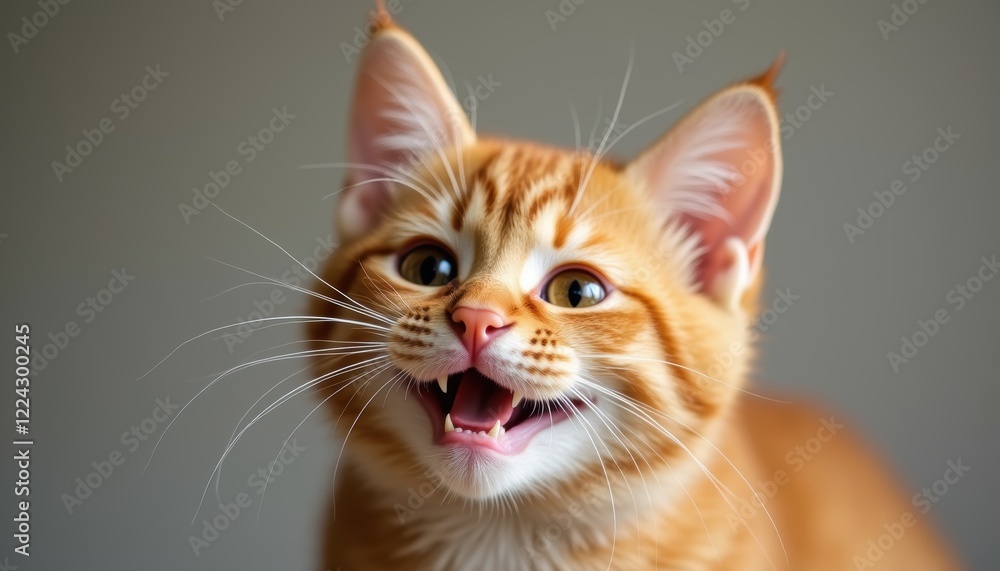 Funny smiling cat with a cute expression, Ginger fur adds to the cat's charm. Funny smiling cat with a cute expression, Ginger fur adds to the cat's charm.