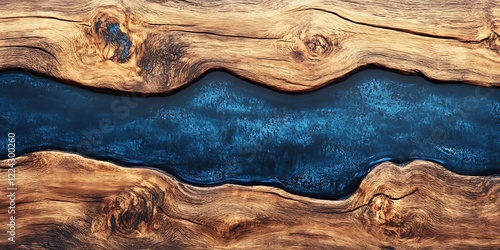 Epoxy resin panel with walnut, texture for design, Wooden Table. Casting epoxy resin Stabilizing persimmon burl wood abstract art background photo