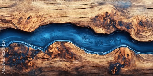 The table top made of epoxy resin and wood. Casting epoxy resin Stabilizing persimmon burl wood abstract art background. 