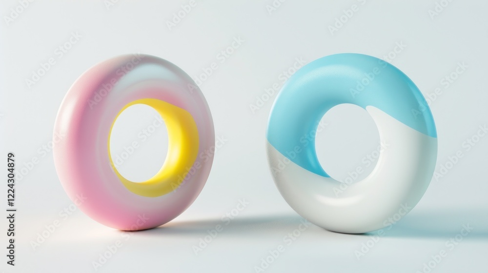Abstract 3D Shapes with Pastel Colors Abstract 3D Shapes with Pastel Colors
