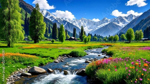 landscape with mountains and river