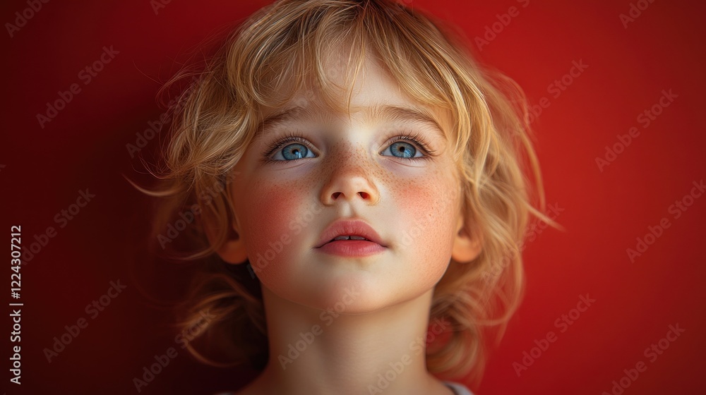 Child Yawning Shouting Emotion Playful Energy Red Background Facial Expression Happiness Joy Child Yawning Shouting Emotion Playful Energy Red Background Facial Expression Happiness Joy