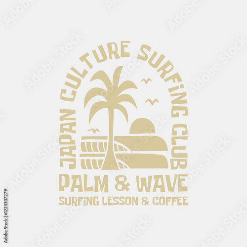  Illustration surfing and surf in California Santa Monica Beach typography tshirt graphics