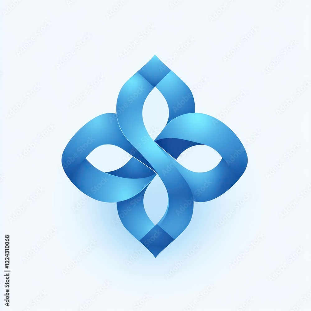 Fototapeta premium Probiotics Logo Design Minimalist Geometric Harmony Soft Blue Color Simple Flat Style