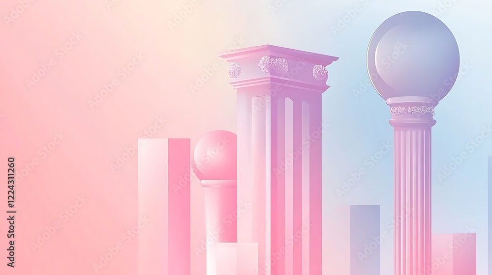 Pastel Columns and Spheres Abstract Architectural Design Pastel Columns and Spheres Abstract Architectural Design