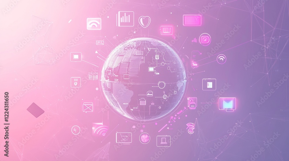 Obraz premium 3D Globe with Abstract Pastel Gradient Background