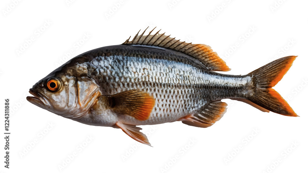 Fototapeta premium Fresh silver fish isolated on alpha channel