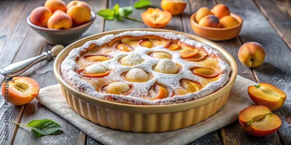 homemade apricot clafoutis with powdered sugar on top, sweet indulgence, sweet delights, sweet indulgence homemade apricot clafoutis with powdered sugar on top, sweet indulgence, sweet delights, sweet indulgence