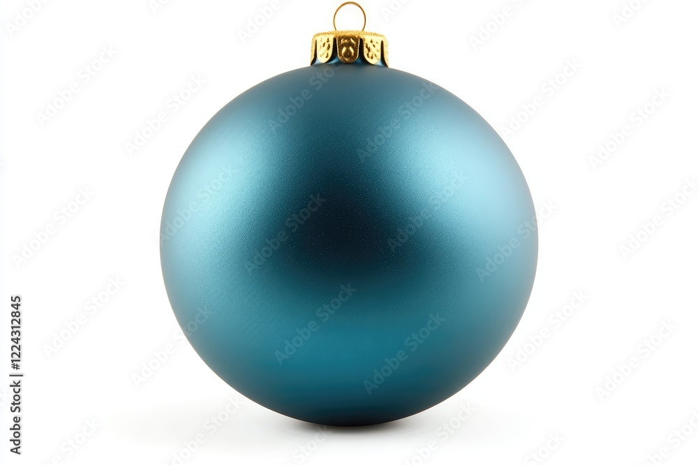Shiny teal Christmas ornament with golden cap on a white background, ideal for holiday decor Shiny teal Christmas ornament with golden cap on a white background, ideal for holiday decor