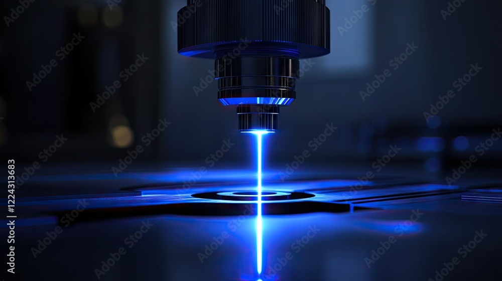 A detailed close-up of a biostimulator emitting a precise beam of light. A detailed close-up of a biostimulator emitting a precise beam of light.