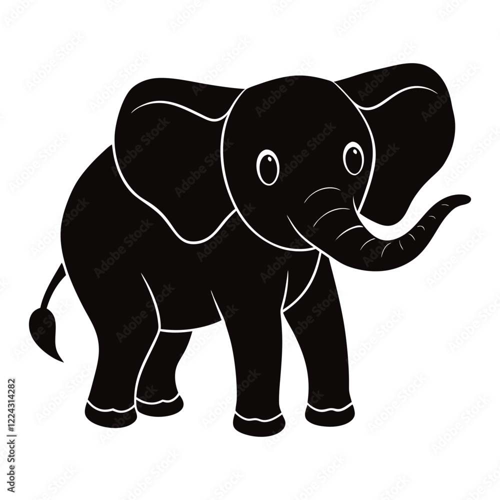 Obraz premium elephant cartoon silhouette vector illustration 
