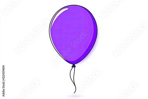 Vibrant purple balloon floating against a clean white background, ideal for celebration themes
