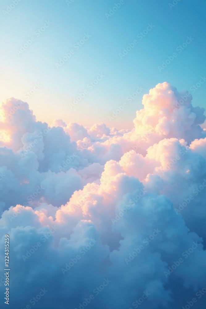 Softly glowing clouds drift across a serene sky with hues of white and blue blending seamlessly, cloud, soft focus Softly glowing clouds drift across a serene sky with hues of white and blue blending seamlessly, cloud, soft focus