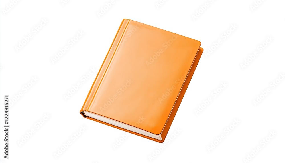 A vibrant orange notebook resting on a clean white surface, ideal for creative writing or journaling A vibrant orange notebook resting on a clean white surface, ideal for creative writing or journaling