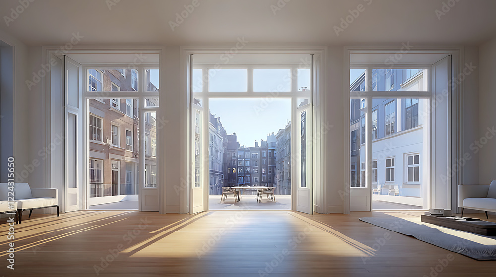 Fototapeta premium Empty Room with Window, Simple and Minimalist Design