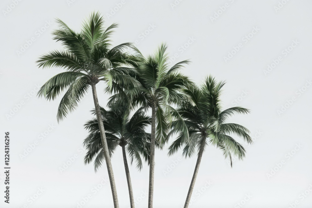 Obraz premium Three Palm Trees On A White Background