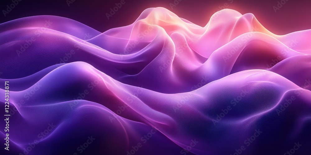 Obraz premium Futuristic Abstract Design Flowing Purple Curves Gradient Lighting Digital Art