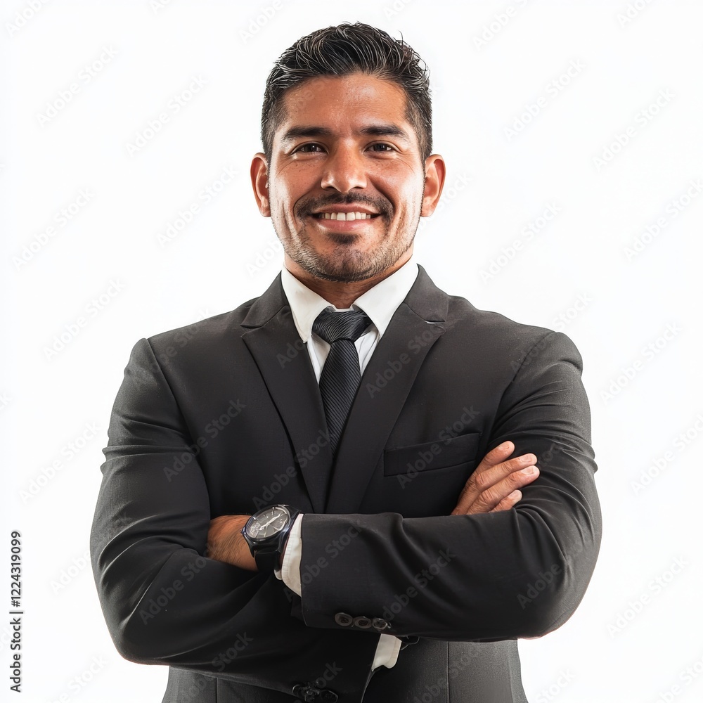 a hispanic business manager in a suit isolated on a white background a hispanic business manager in a suit isolated on a white background