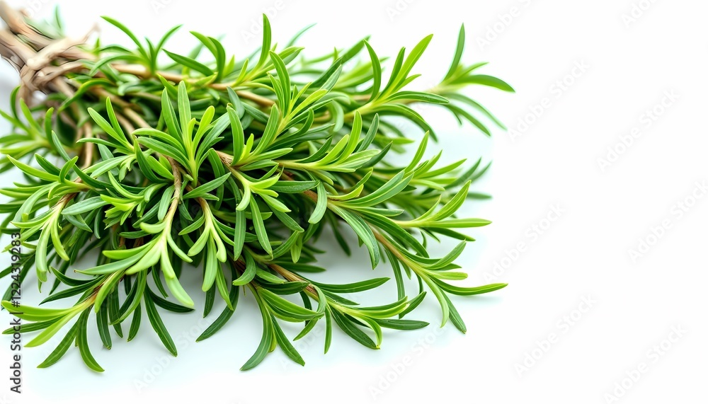 Fototapeta premium Fresh Green Rosemary Sprigs Bundle Isolated on White