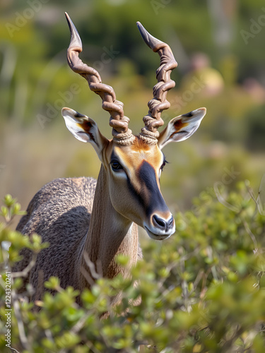 A rare roan antelope (Hippotragus equinus) in natural habitat, South Africa. photo