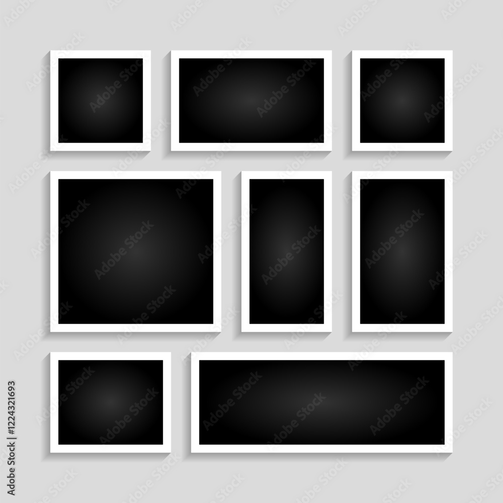Blank image frame grid collage mockup template design Blank image frame grid collage mockup template design