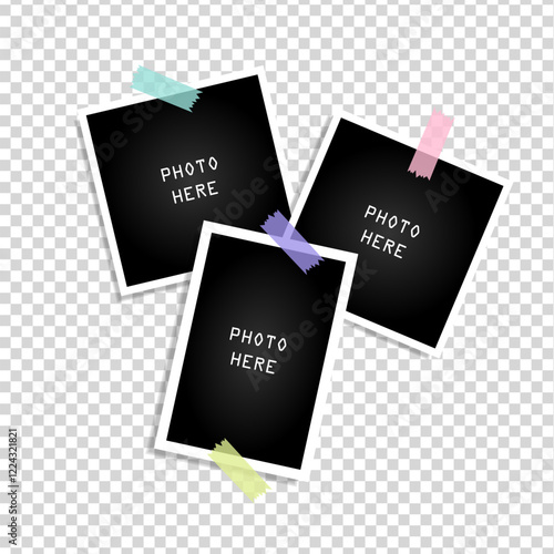 Instant photo frame collage grid with realistic design