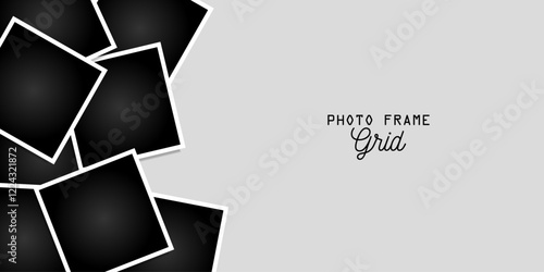 Organized photo frame grid mockup template design with text space