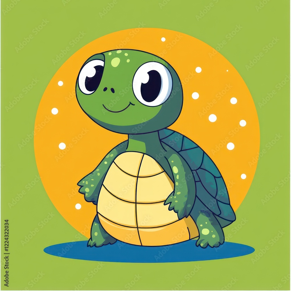 Fototapeta premium Cute Cartoon Turtle Coloring Page for Kids Handwriting Practice Educational Game Fun Activity for Preschool Kindergarten Learning