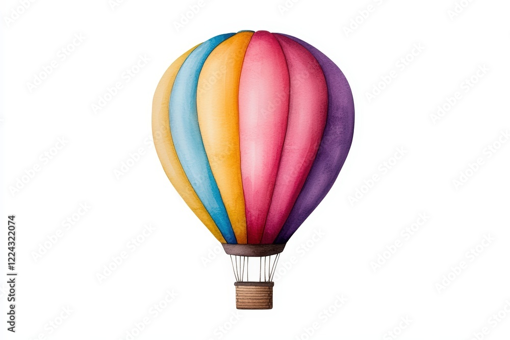 Naklejka premium A colorful hot air balloon soaring through the sky, symbolizing adventure and freedom, perfect for travel and exploration themes.