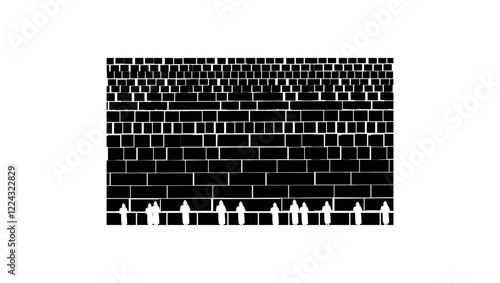 wailing wall, black isolated silhouette