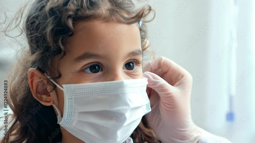 Child Wearing Mask with Healthcare Worker in Medical Setting Child Wearing Mask with Healthcare Worker in Medical Setting