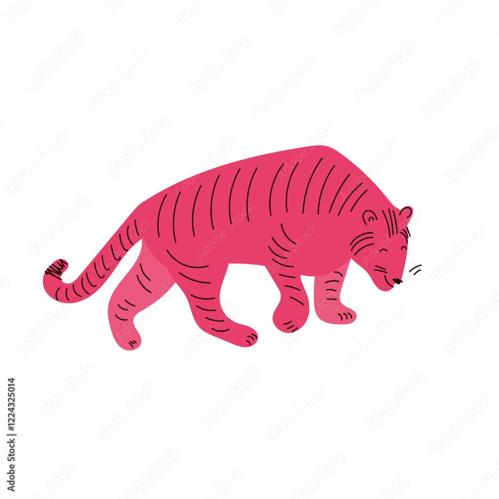Fototapeta premium Cute Doodle Tiger, Vector Hand Drawn Isolated Illustration