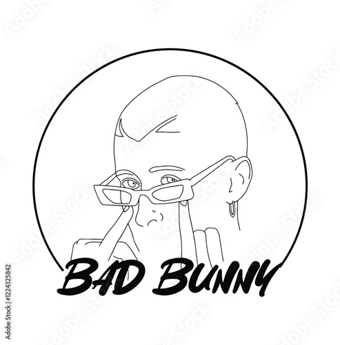 Bad Bunny Vector, Bad bunny vector line drawing